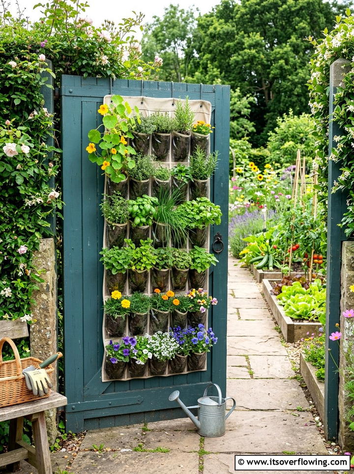 Shoe organizer hanging planter - 25 upcycled garden ideas with hanging planters