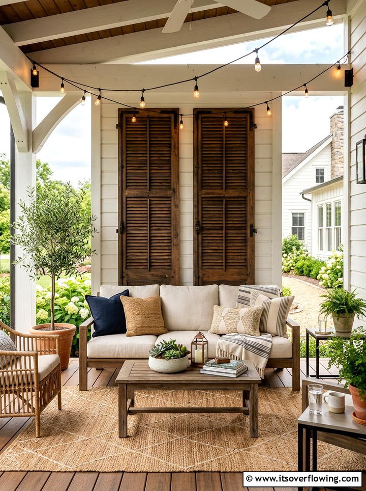 Shutter Decorative Screen - 25 front porch ideas with repurposed shutters