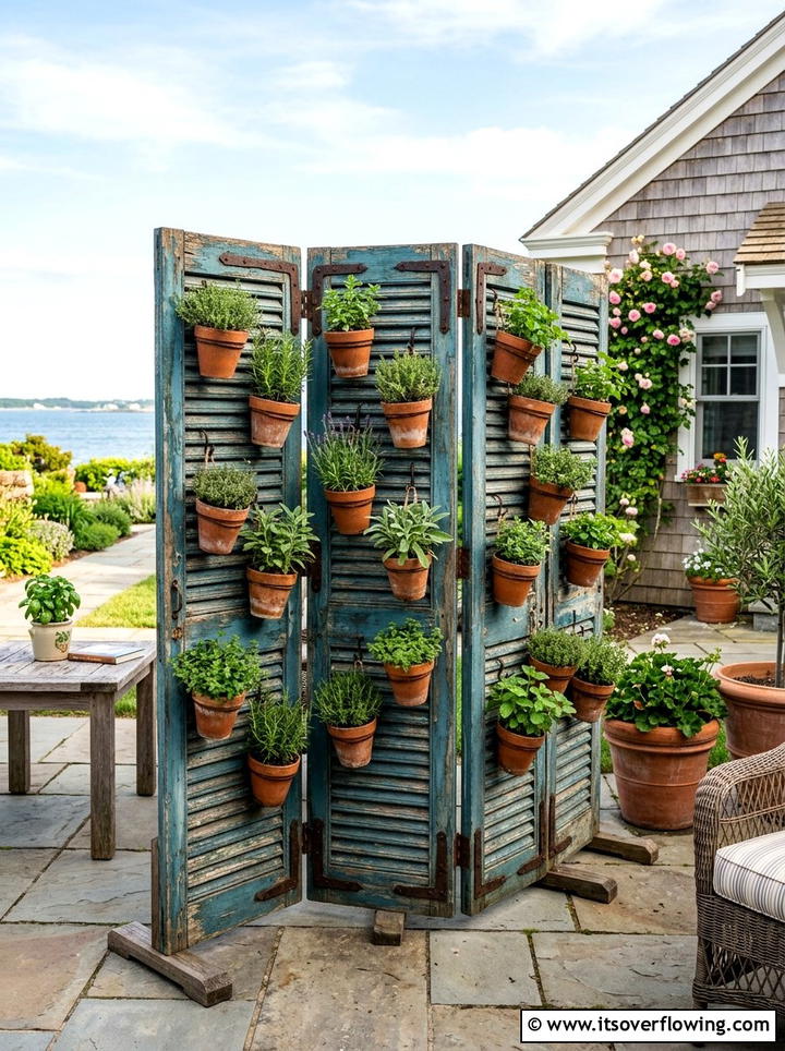 Shutter Garden Screen - 25 upcycled garden ideas with rustic style