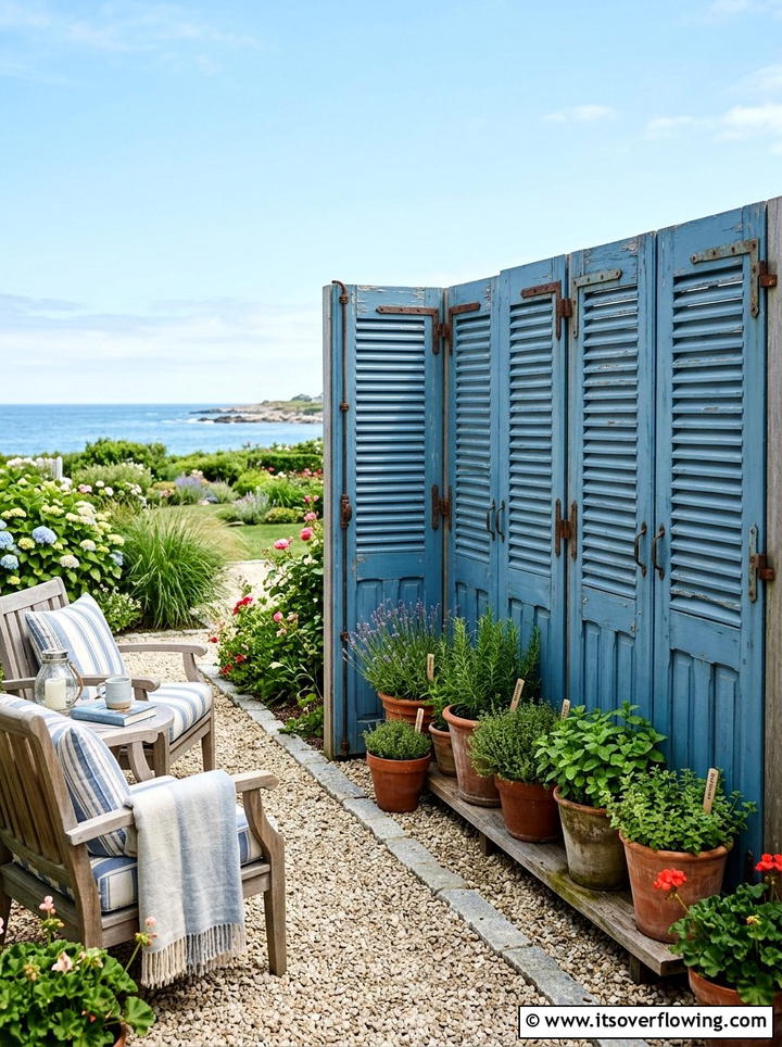 Shutter Garden Screen - 25 upcycled garden ideas for community gardens