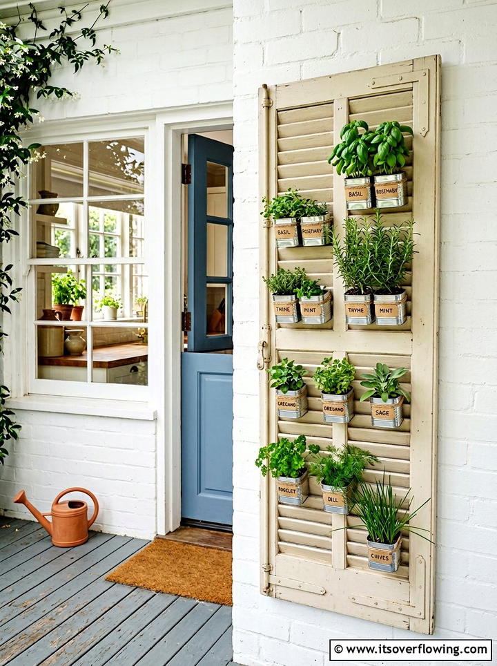 Shutter Herb Garden - 25 front porch ideas with repurposed shutters