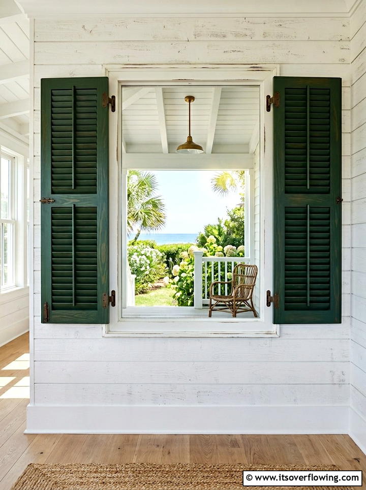 Shutter Mirror Frame - 25 front porch ideas with repurposed shutters