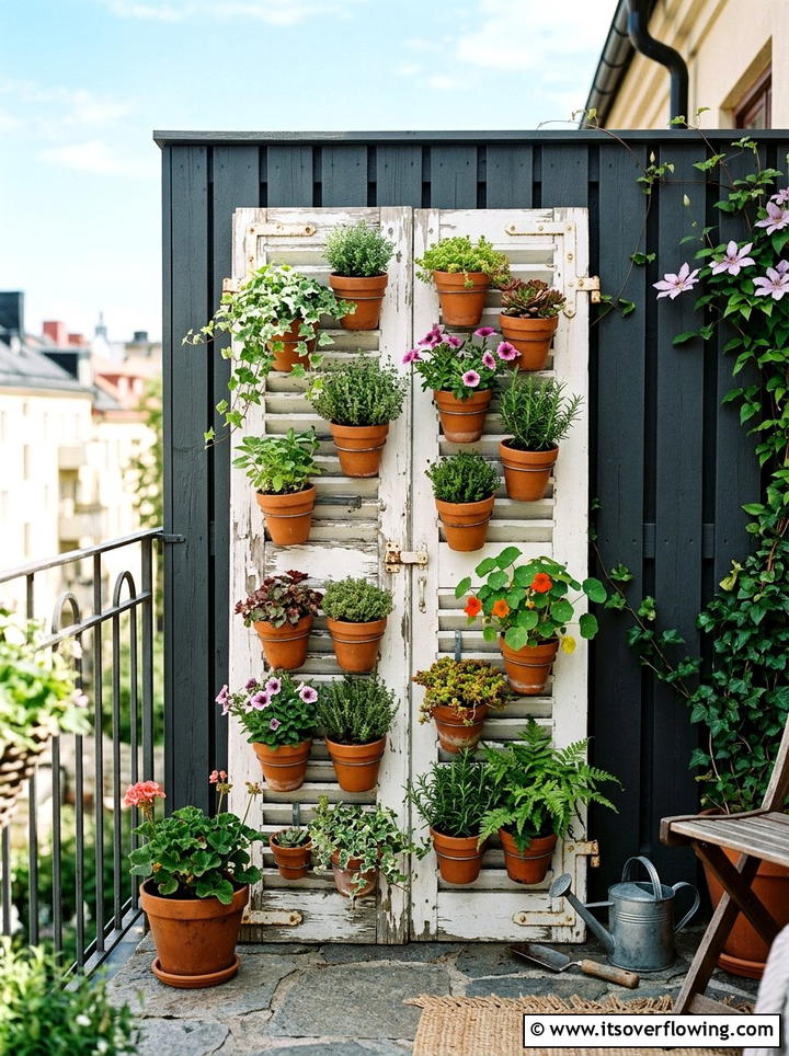 Shutter Plant Holder - 25 upcycled garden ideas for renters