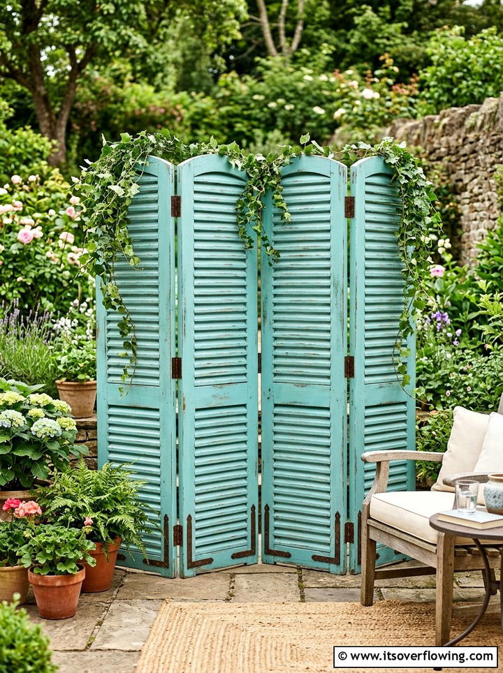 Shutter Privacy Screen - 25 reusing old things ideas for patio
