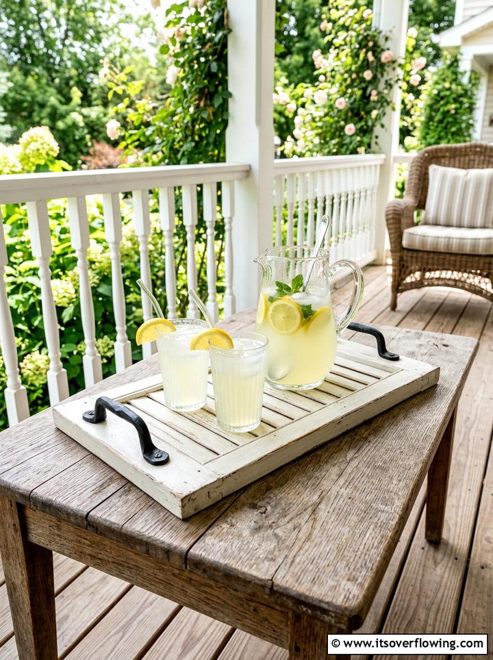 Shutter Serving Tray - 25 front porch ideas with repurposed shutters