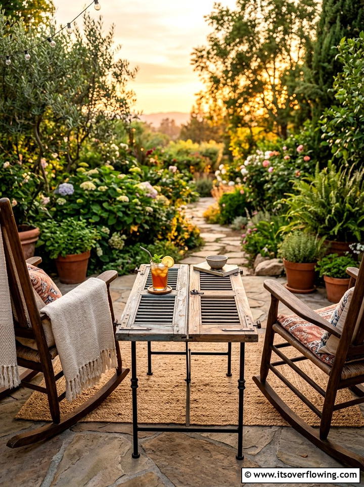 Shutter Side Table - 25 front porch ideas with repurposed shutters