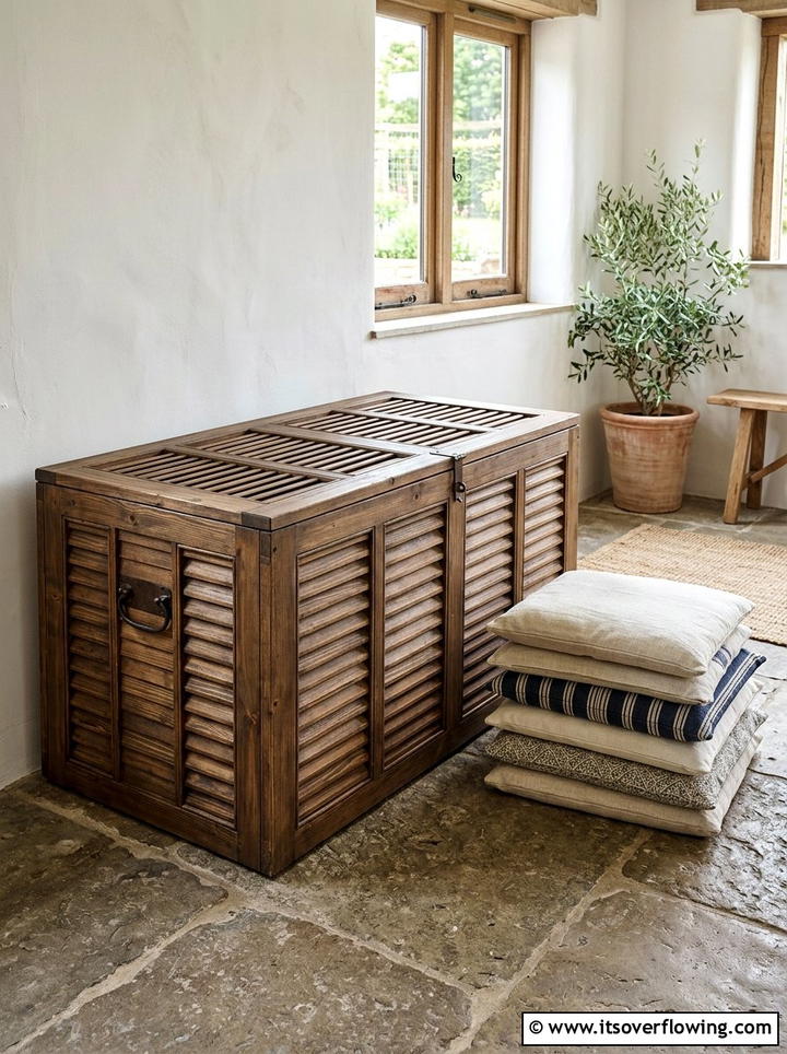 Shutter Storage Crate - 25 front porch ideas with repurposed shutters