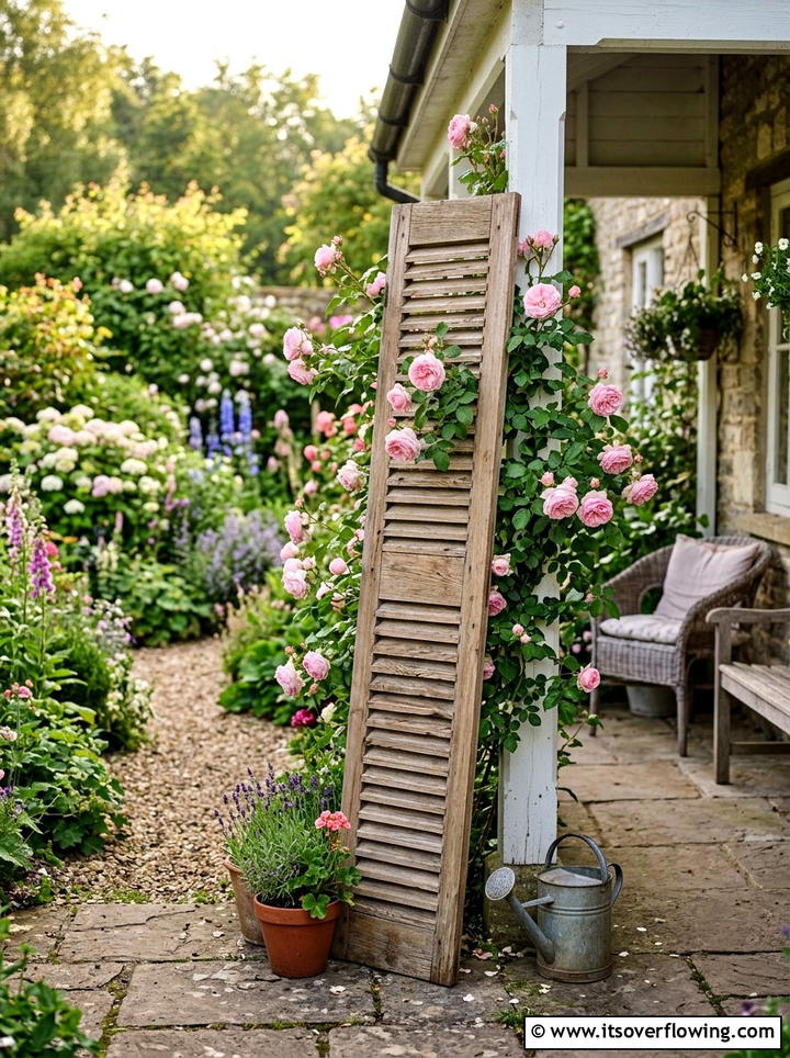 Shutter Trellis - 25 front porch ideas with repurposed shutters