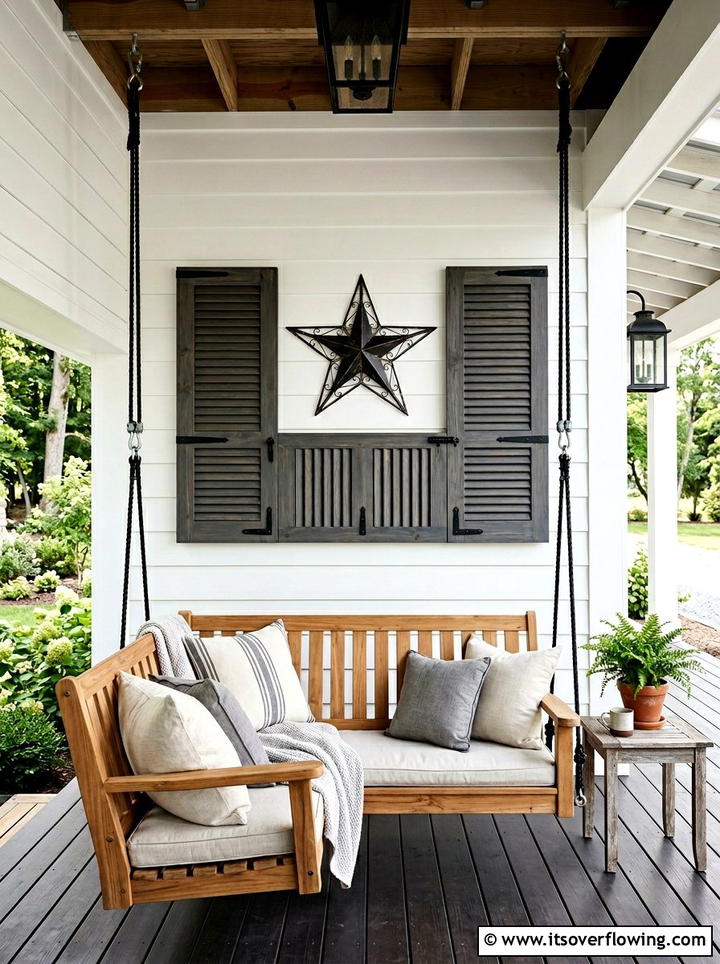 Shutter Wall Art - 25 front porch ideas with repurposed shutters