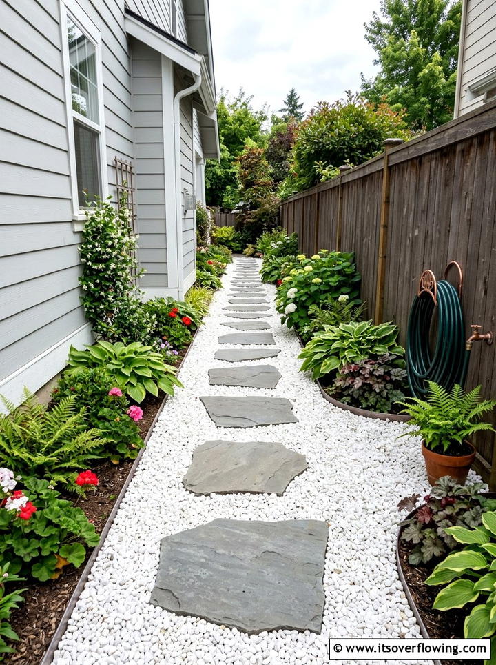 Side Yard Gravel Strip - 25 garden ideas with gravel