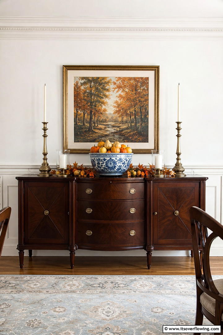Sideboard Complete Autumn Buffet - 50 Fall Decor Ideas for A Cozy Seasonal Refresh at Home