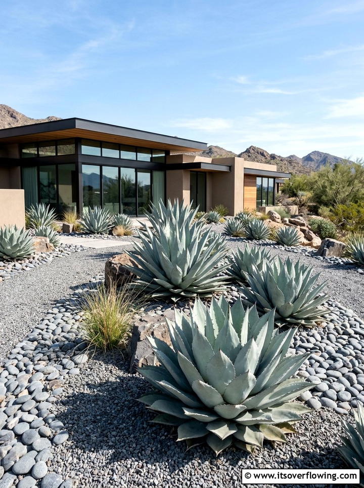 Silver Agave Desert Garden - 25 garden design ideas with monochrome plants