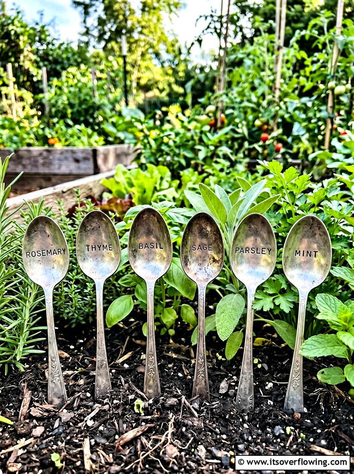 Silver Spoon Garden Markers - 25 upcycled garden ideas for community gardens