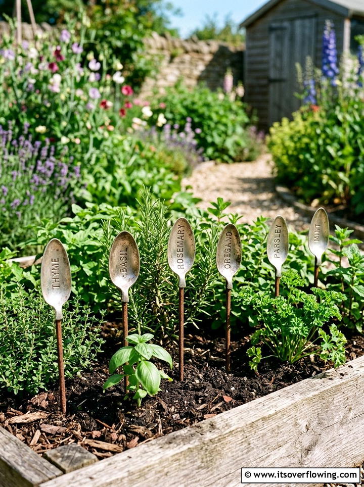 Silver Spoon Plant Markers - 25 recycled garden ideas with eco friendly decor