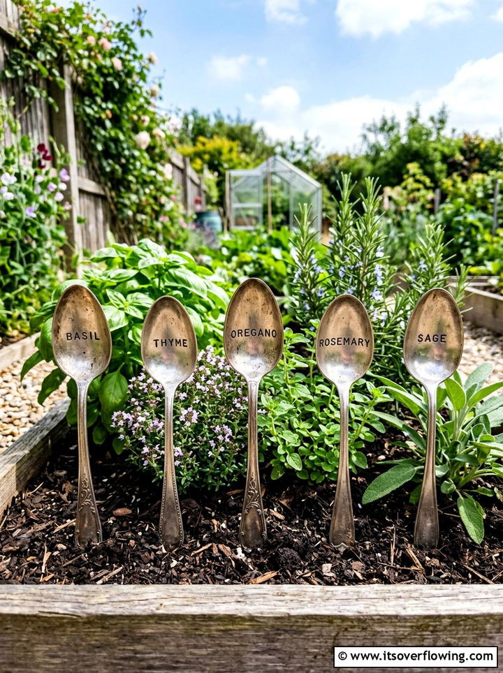 Silverware Garden Markers - 25 upcycled garden ideas for year round decor
