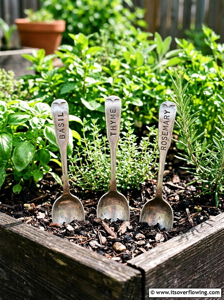 Silverware Plant Marker - 25 recycled garden ideas for backyard decor