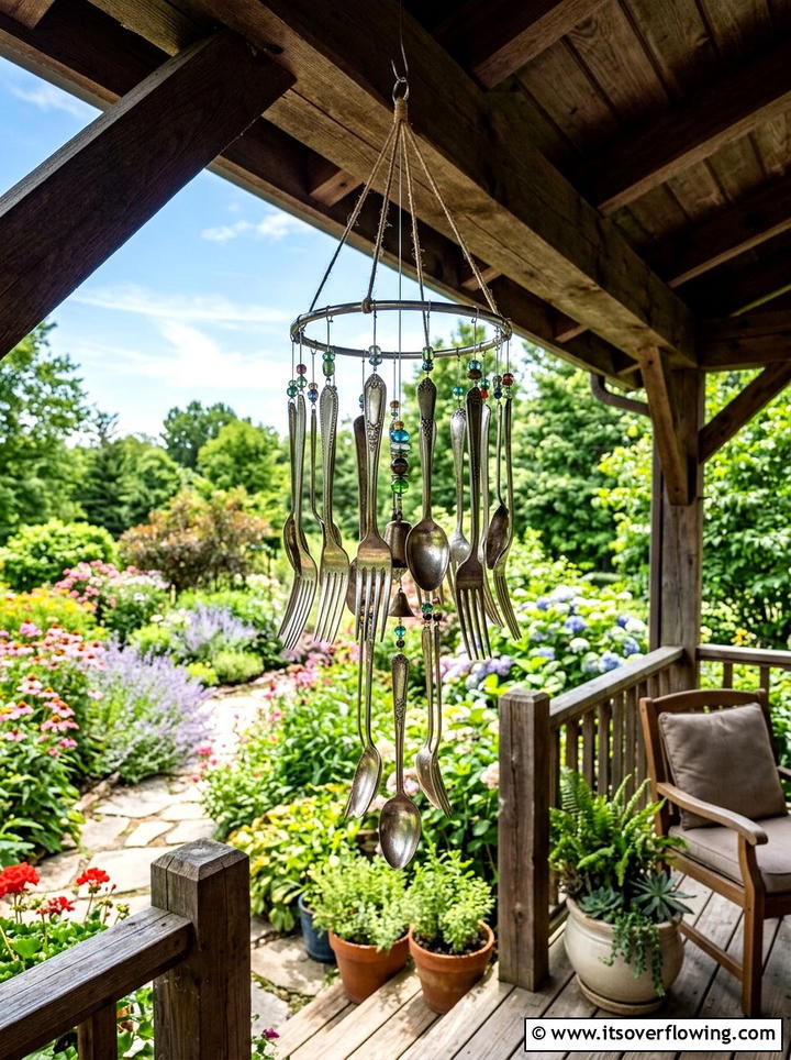 Silverware Wind Chime - 25 recycled garden ideas diy
