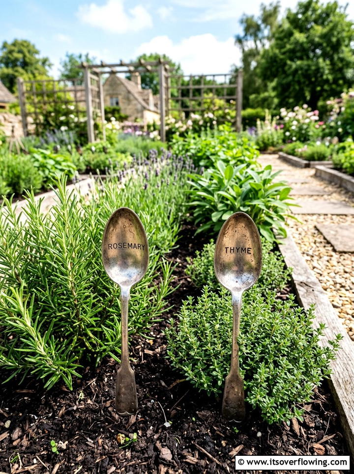 Silverware garden marker - 25 reusing old things ideas for garden