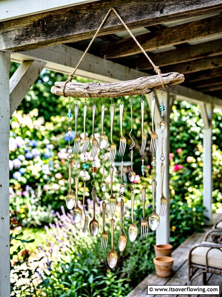 Silverware wind chime - 25 reusing old things ideas for garden art