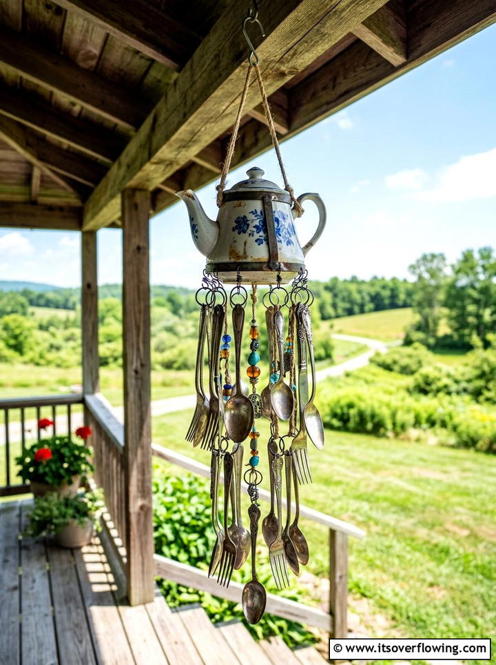 Silverware wind chime - 25 upcycled garden ideas diy
