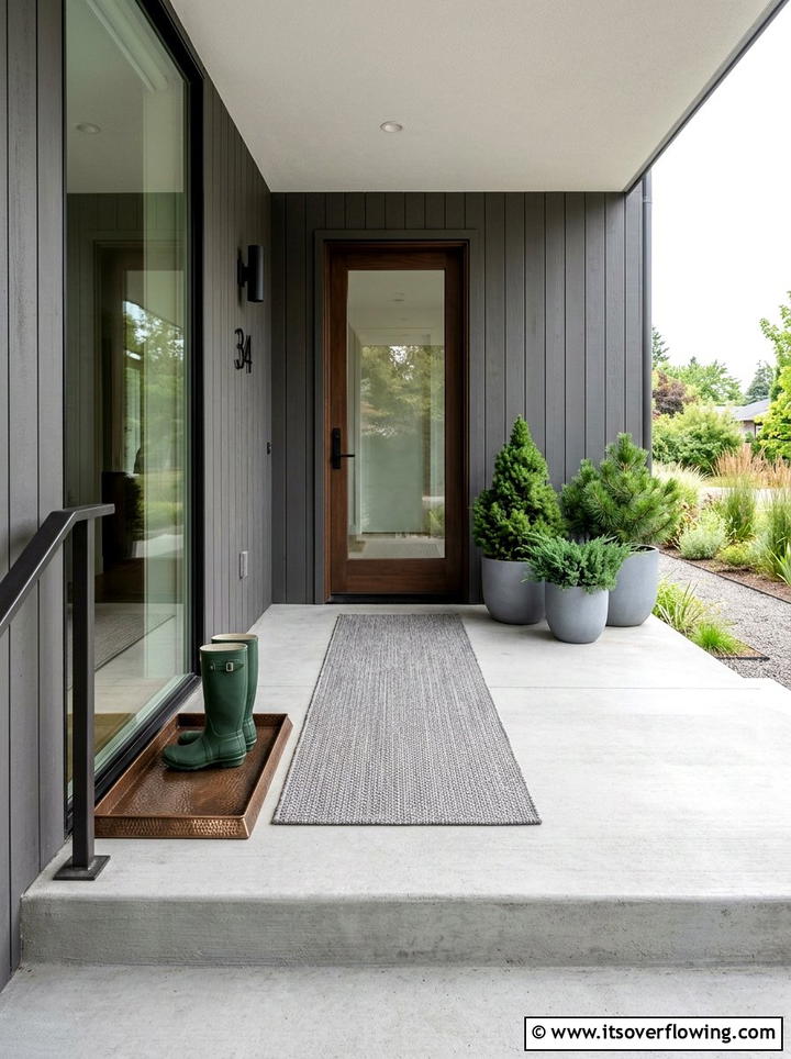 Simple Concrete Porch - 25 front porch ideas with boot tray