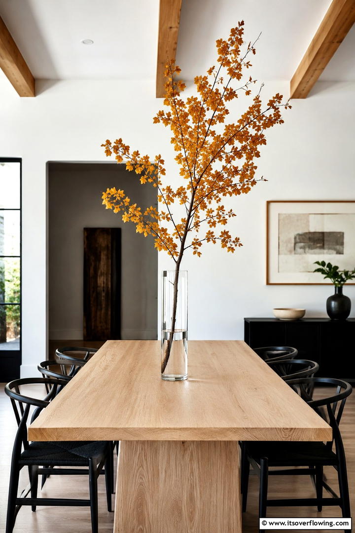 Single Branch Centerpiece - 50 Minimalist Fall Decor Ideas to Upgrade Spaces Now