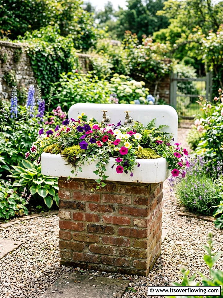 Sink Garden Planter - 25 reusing old things ideas for front yard