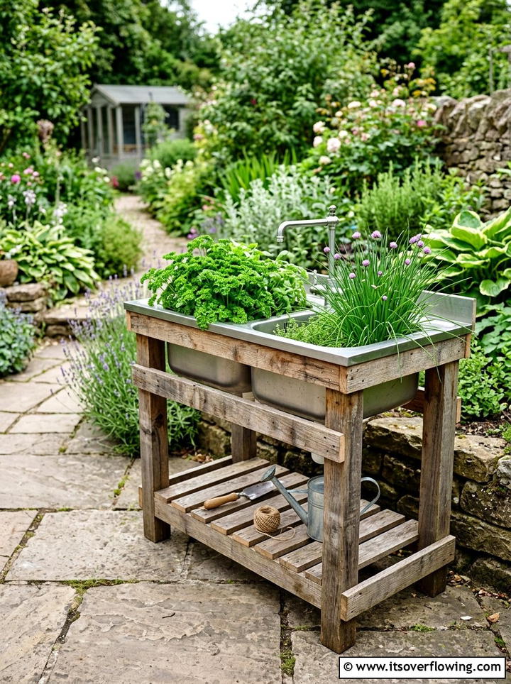 Sink Herb Planter - 25 recycled garden ideas diy