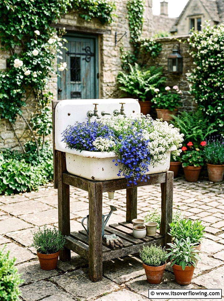 Sink Planter - 25 upcycled garden ideas for tiny yards