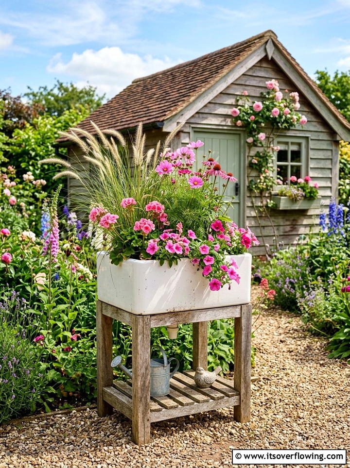 Sink Planter - 25 recycled garden ideas for backyard decor