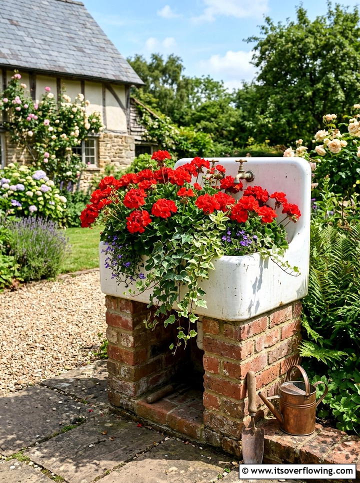 Sink flower planter - 25 reusing old things ideas for garden