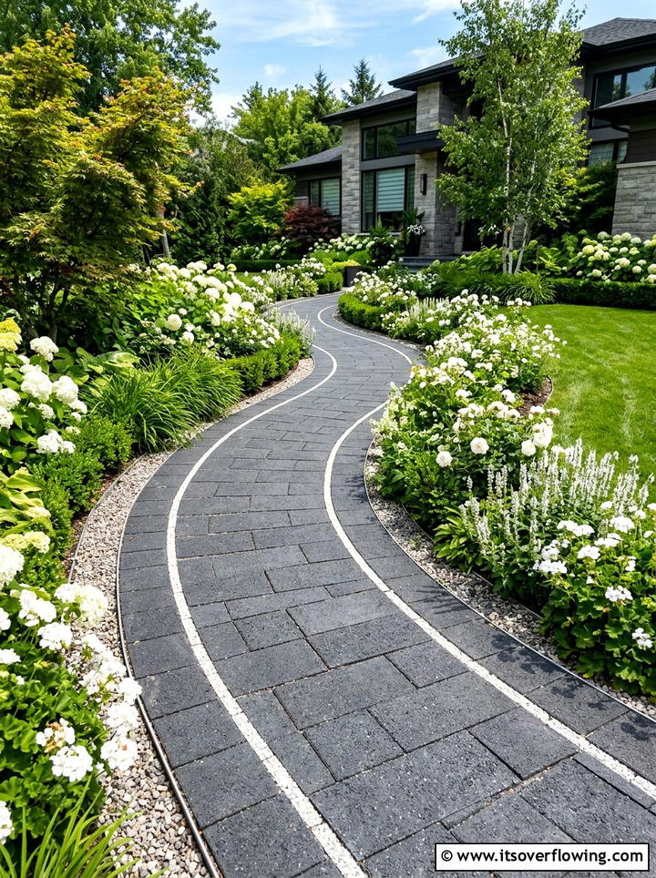 Sinuous paved walkway - 25 garden design ideas with curves