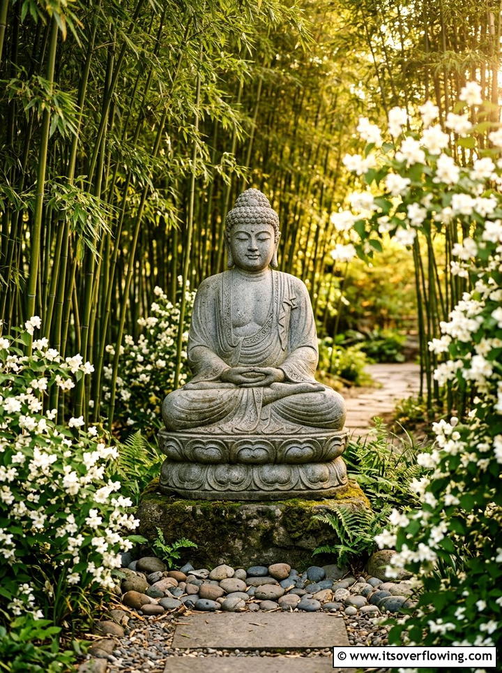 Sitting Buddha Statue - 25 garden decor ideas for zen gardens