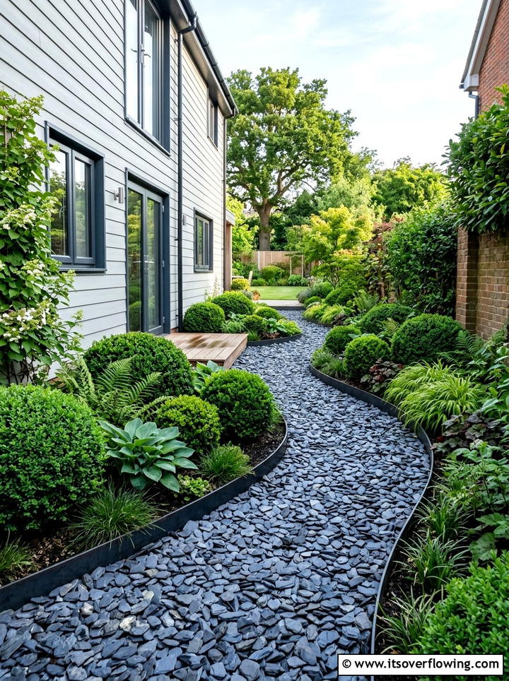 Slate Chip Path - 25 small garden ideas with gravel