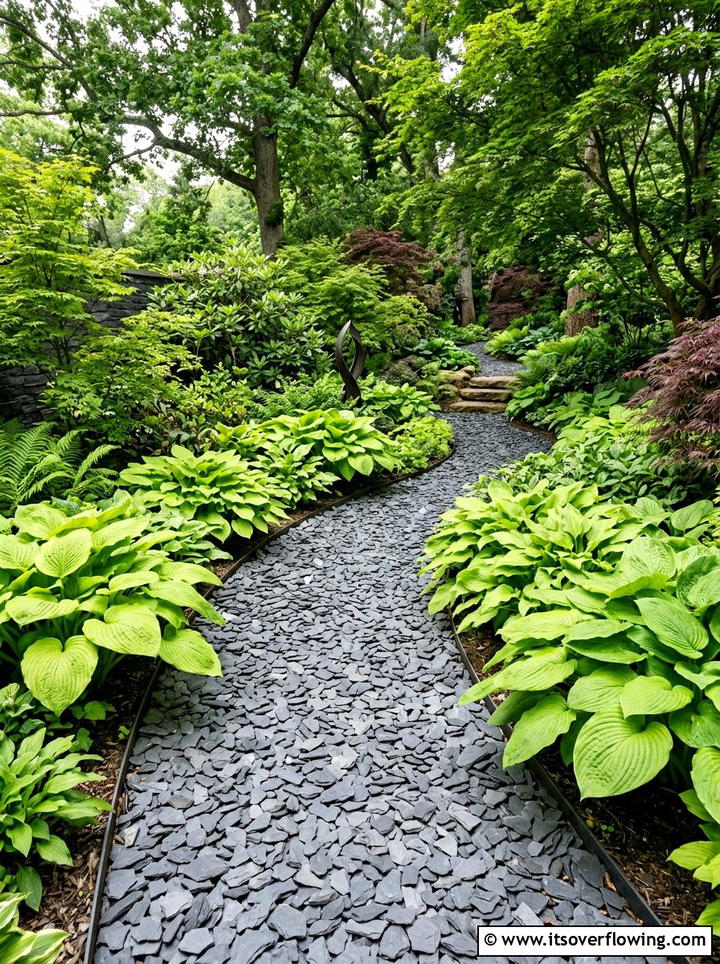 Slate Chip Path - 25 cheap garden ideas with pathways