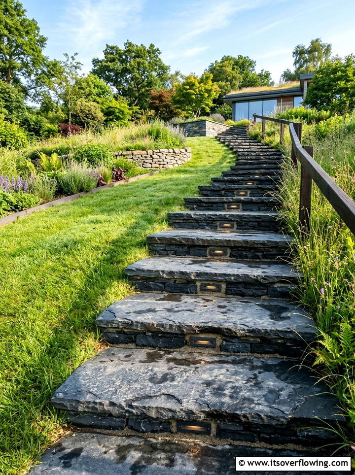 Slate Garden Steps - 25 garden decor ideas with stone accents