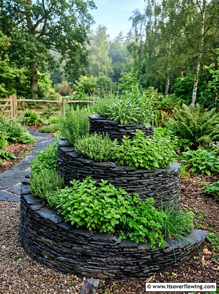 Slate Herb Spiral - 25 creative garden ideas with spiral herb beds
