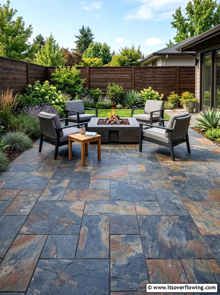 Slate Tile Patio - 25 backyard ideas with pavers