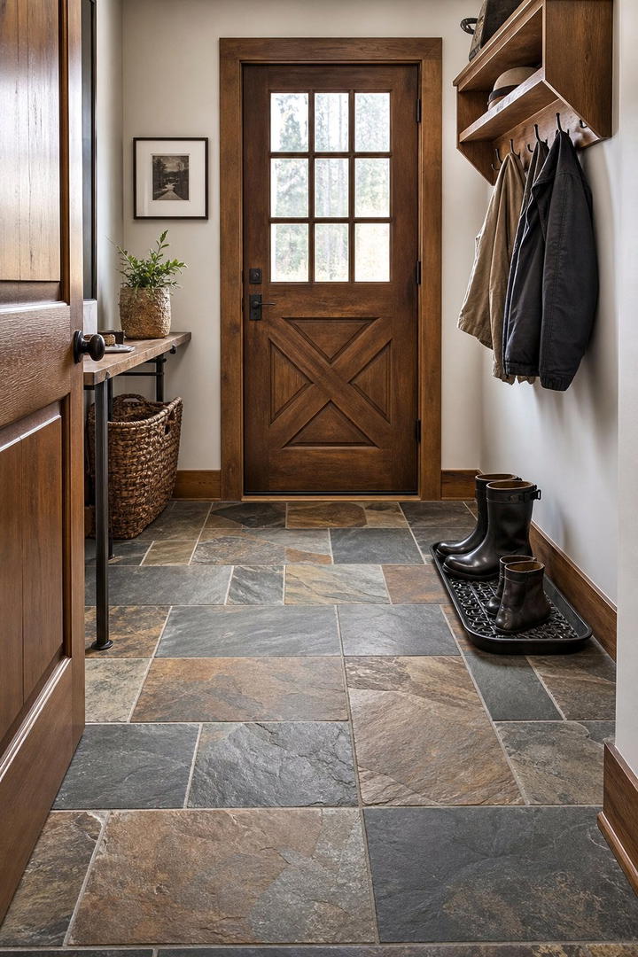 Slate Tiles for a Natural Rustic Feel - 20 Stylish Small Entryway Tile Floor Ideas