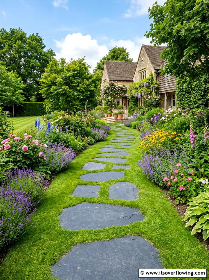 Slate garden path - 25 backyard ideas with rocks