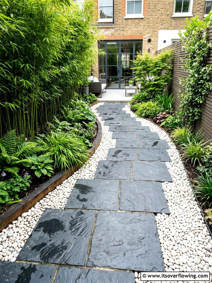 Slate path in small backyard - 25 creative garden ideas with secret pathways