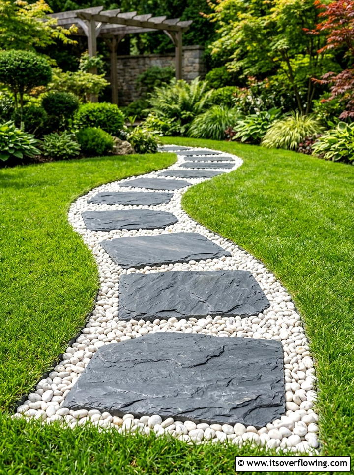 Slate stepping stones - 25 small garden ideas with zen style