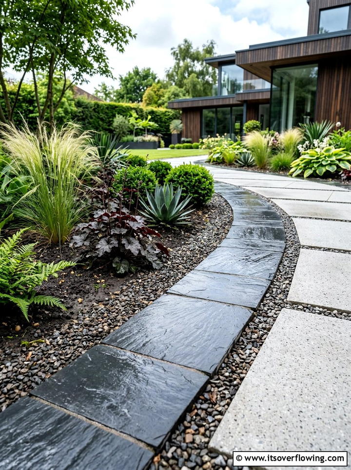 Slate stone edging - 25 garden ideas with edging