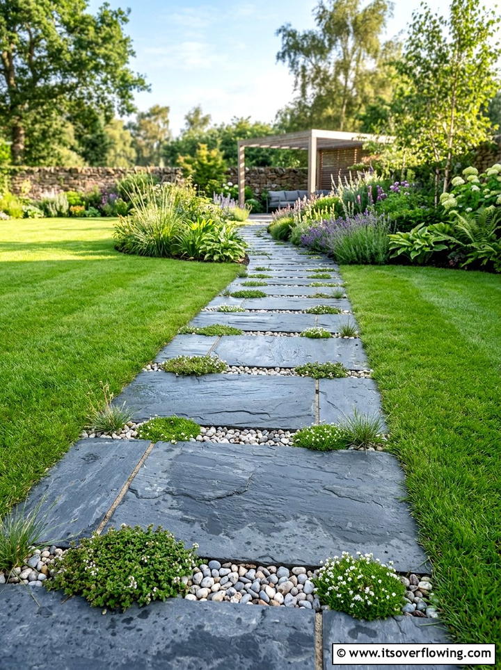 Slate stone garden path - 25 garden decor ideas with modern accents