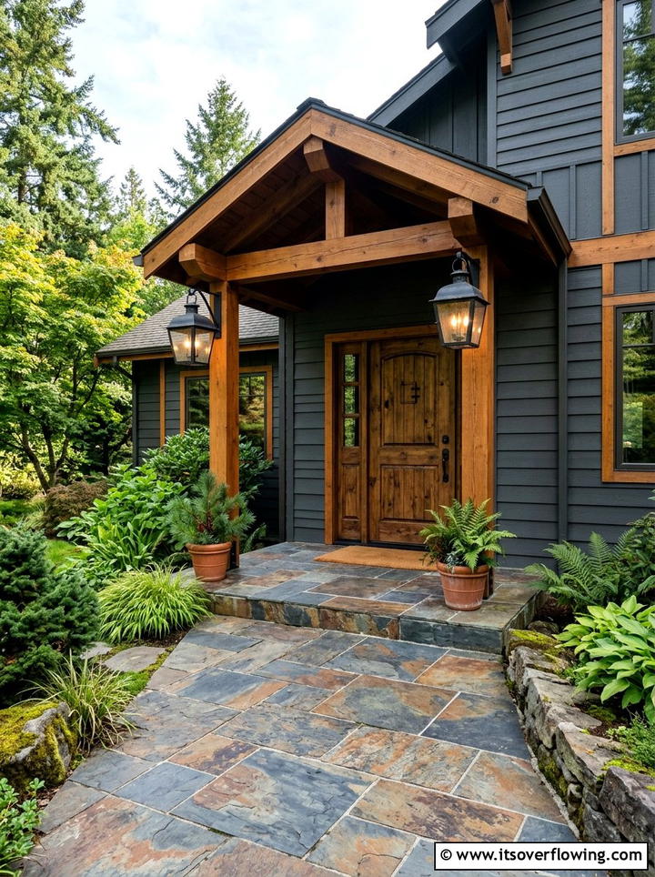 Slate stone tile entry - 25 front porch ideas with tile floor