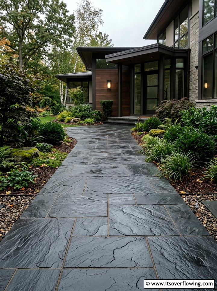 Slate walkway tiles - 25 garden decor ideas with stepping stones