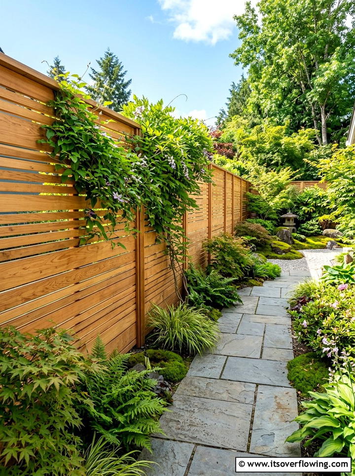 Slatted Wood Fencing - 25 backyard ideas with zen style