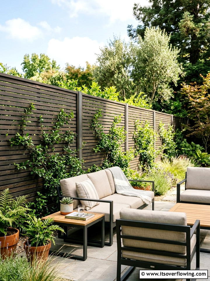 Slatted wood fence - 25 garden ideas for minimalist style