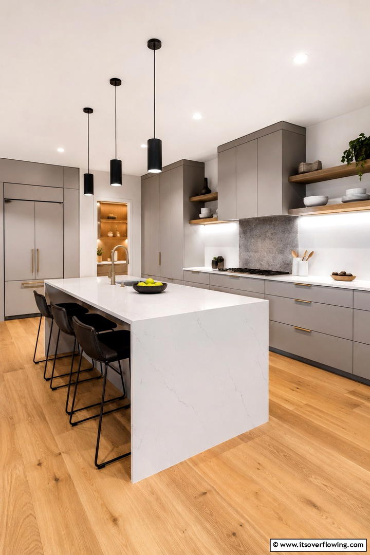 Sleek Minimalist Quartz Design - 30 Quartz Kitchen Countertops for Modern & Durable Surfaces