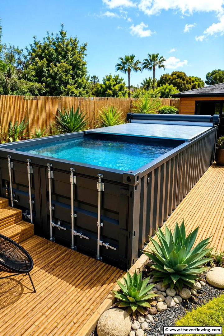Sleek Modern Design - 30 Shipping Container Pool Ideas for Modern Backyards